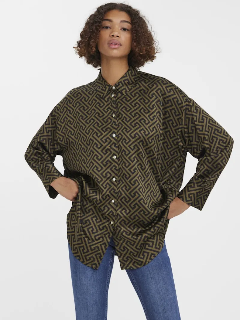 Vero Moda Blusen*VMDAISY DAS LS OVERSIZE SHIRT WVN Ivy Green