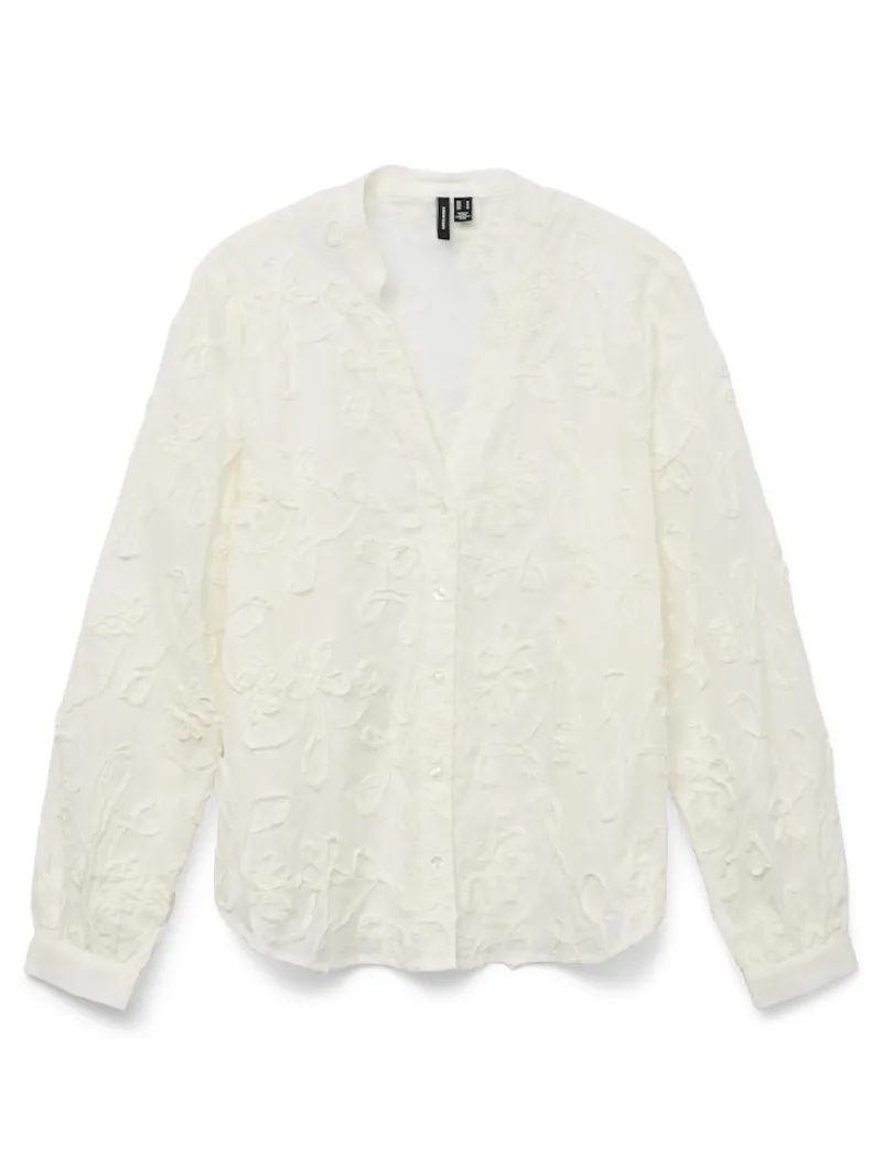 Vero Moda Blusen*VMDAISY LS DETAIL TOP WVN Cloud Dancer