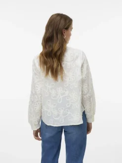 Vero Moda Blusen*VMDAISY LS DETAIL TOP WVN Cloud Dancer