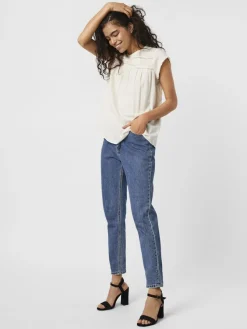 Vero Moda Blusen*VMDEBBIE PLEAT S/L TOP NOOS Snow White