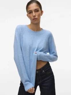 Vero Moda Pullover & Sweatshirts*VMDOFFY LS O-NECK BLOUSE GA NOOS blue jasper