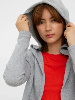 Vero Moda Pullover & Sweatshirts*VMDOFFY LS OPEN HOOD CARDIGAN GA NOOS Light Grey Melange