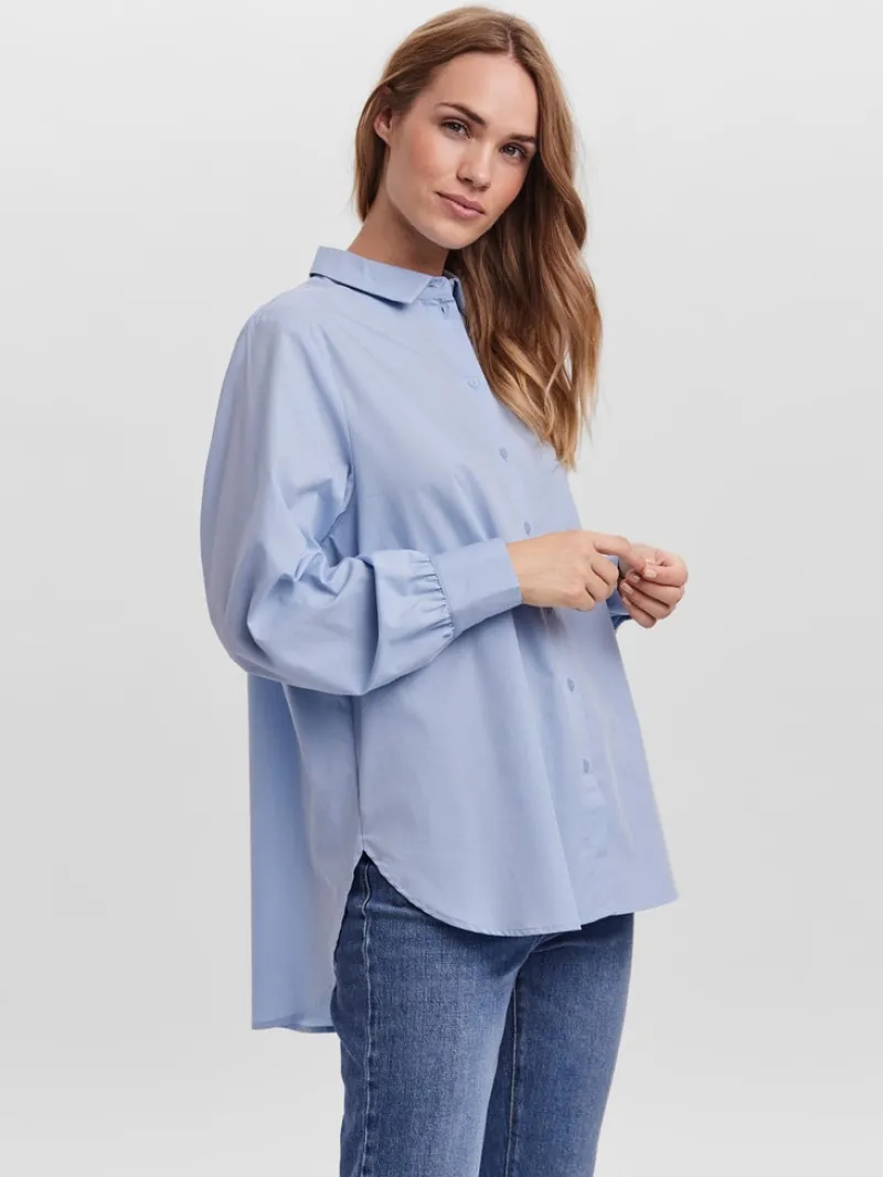 Vero Moda Blusen*VMELLA L/S BASIC SHIRT NOOS Cashmere Blue