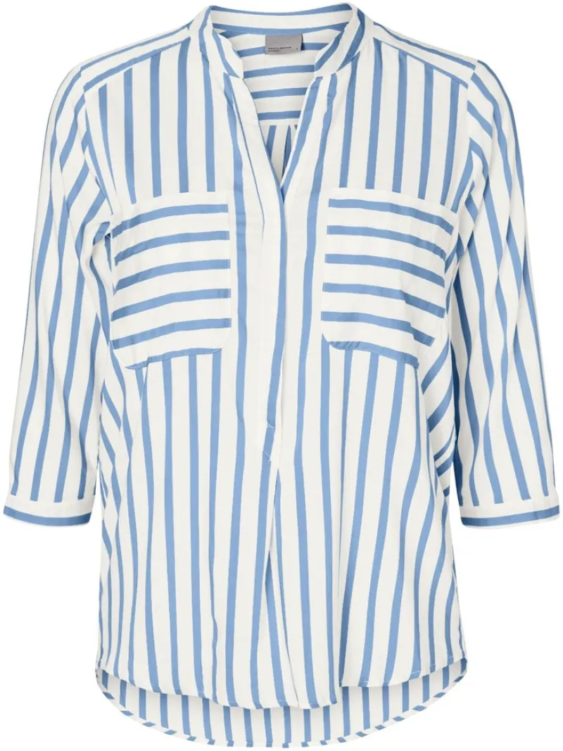 Vero Moda Blusen*VMERIKA STRIPE 3/4 SHIRT TOP WVNE10 snow white2