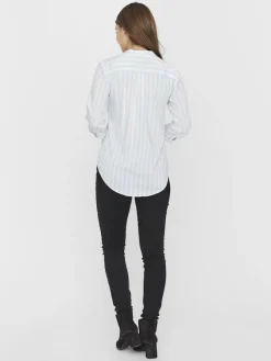 Vero Moda Blusen*VMERIKA STRIPE 3/4 SHIRT TOP WVNE10 snow white2