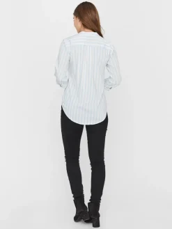 Vero Moda Blusen*VMERIKA STRIPE 3/4 SHIRT TOP WVNE10 snow white2