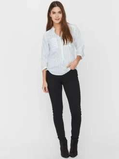 Vero Moda Blusen*VMERIKA STRIPE 3/4 SHIRT TOP WVNE10 snow white2