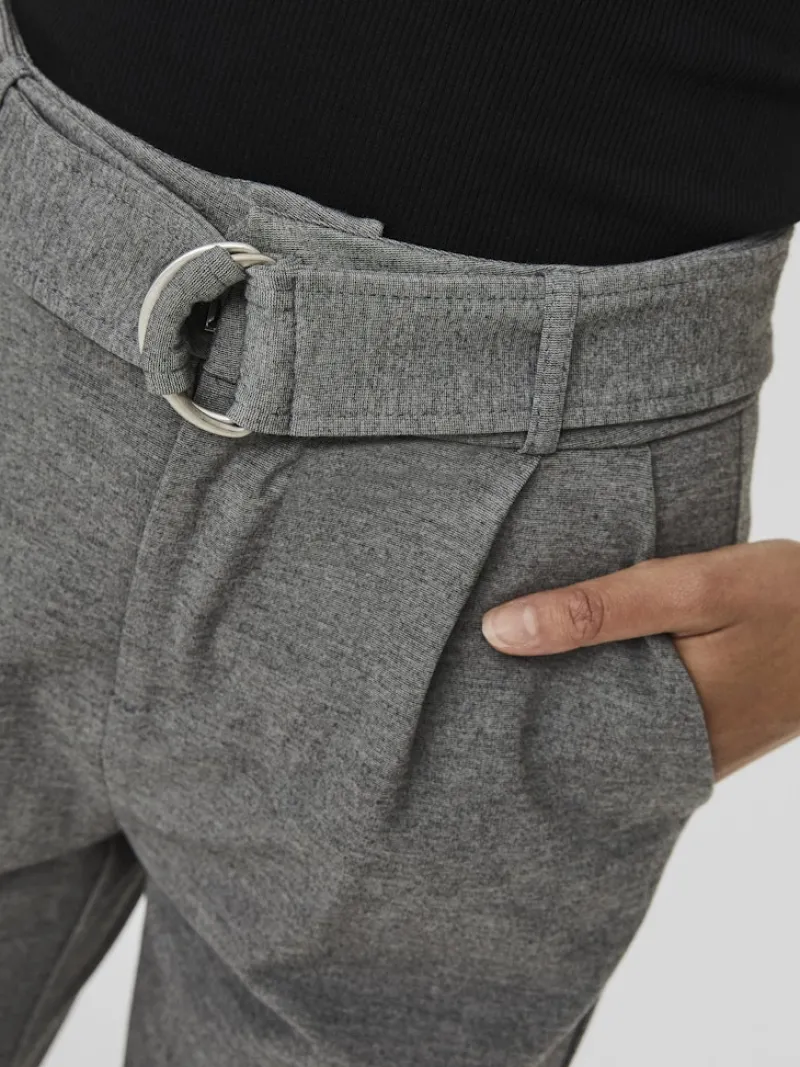 Vero Moda Hosen*VMEVA HR LOOSE BELT PANT GA COLOR Medium Grey Melange