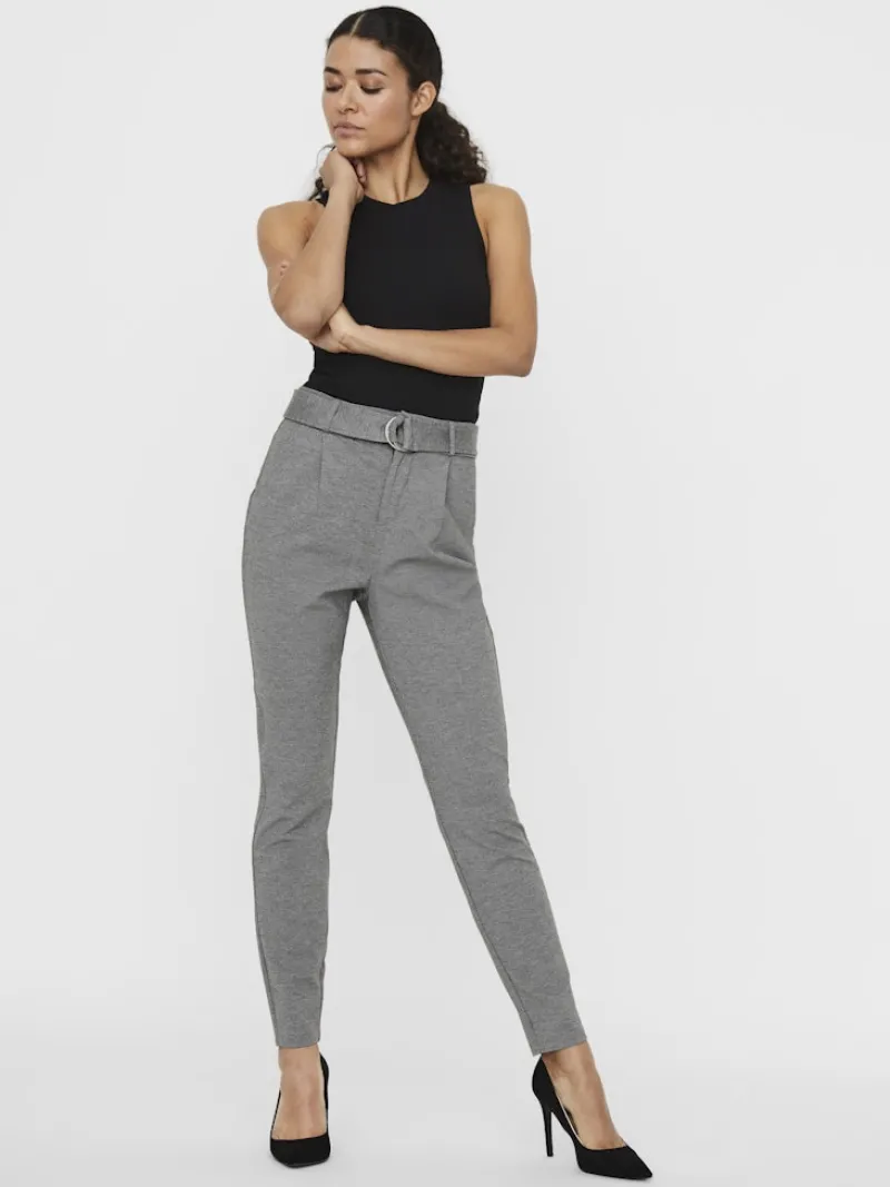 Vero Moda Hosen*VMEVA HR LOOSE BELT PANT GA COLOR Medium Grey Melange