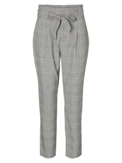 Vero Moda Hosen*VMEVA HR LOOSE PAPERBAG CHECK P GA NOOS grey