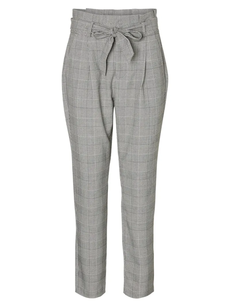Vero Moda Hosen*VMEVA HR LOOSE PAPERBAG CHECK P GA NOOS grey
