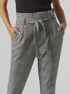 Vero Moda Hosen*VMEVA HR LOOSE PAPERBAG CHECK P GA NOOS grey