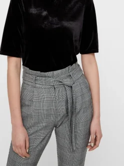 Vero Moda Hosen*VMEVA HR LOOSE PAPERBAG CHECK P GA NOOS grey