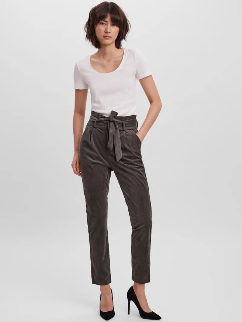 Vero Moda Hosen*VMEVA HR LOOSE PAPERBAG CORD PANT NOOS Peat