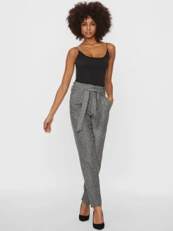 Vero Moda Hosen*VMEVA HR LOOSE PAPERBAG SP PANT NOOS Medium Grey Melange