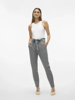 Vero Moda Hosen*VMEVA HW LOOSE PAPERBAG PANT NOOS Medium Grey Melange