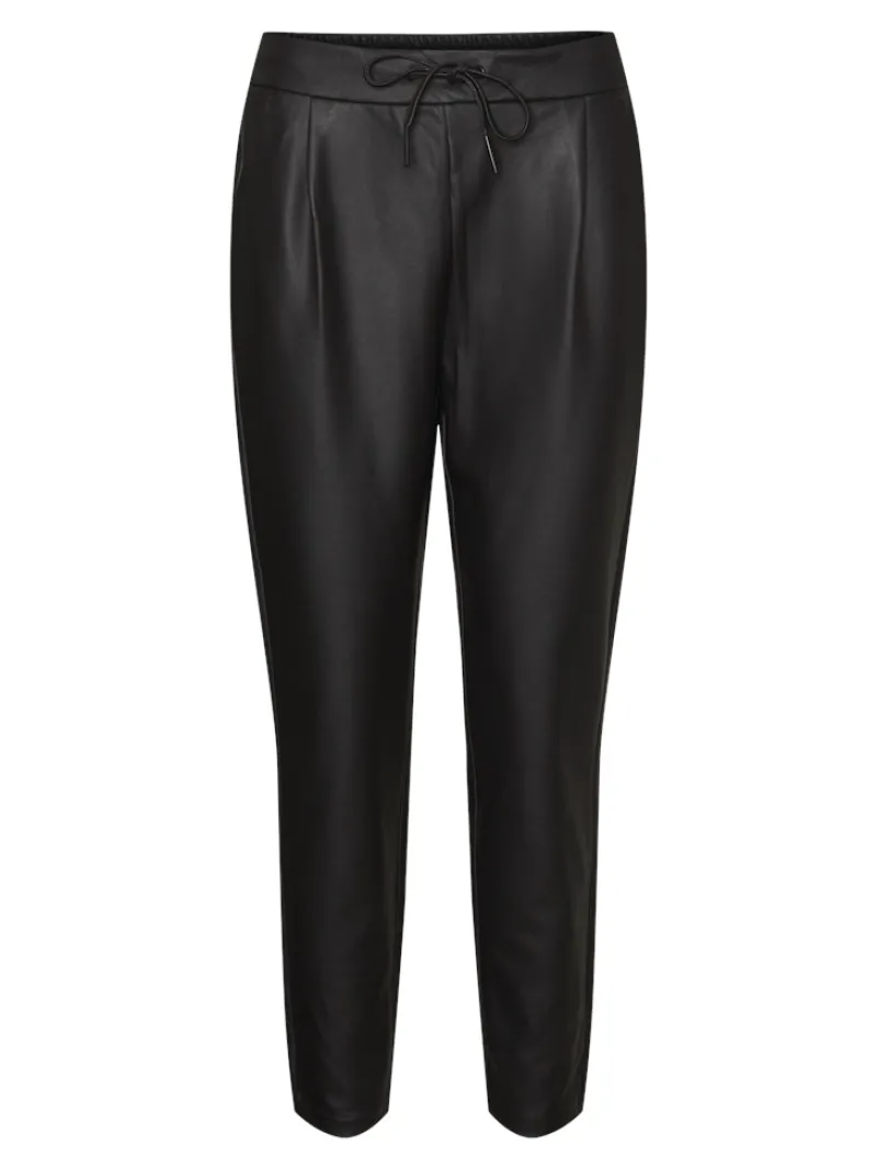 Vero Moda Hosen*VMEVA MW LOOSE STRING COATED PANT NOOS Black