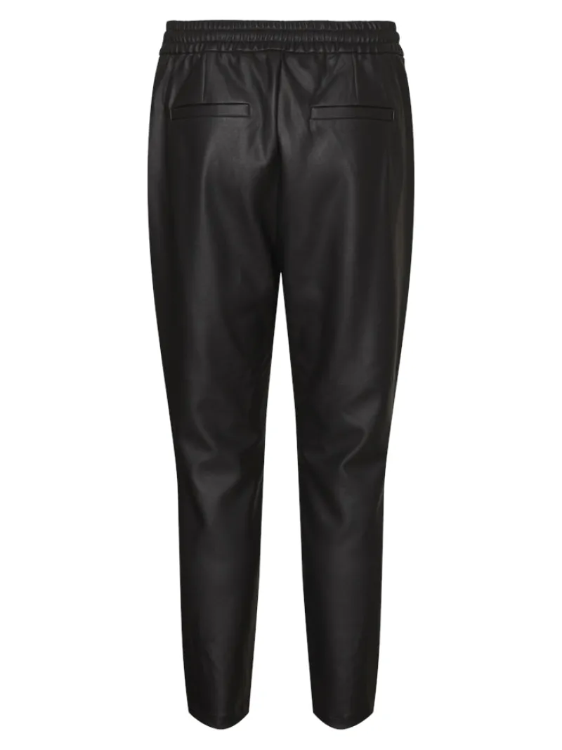 Vero Moda Hosen*VMEVA MW LOOSE STRING COATED PANT NOOS Black