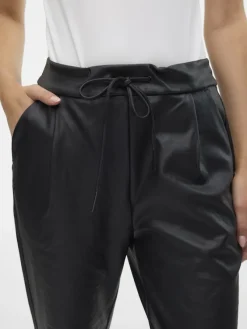 Vero Moda Hosen*VMEVA MW LOOSE STRING COATED PANT NOOS Black