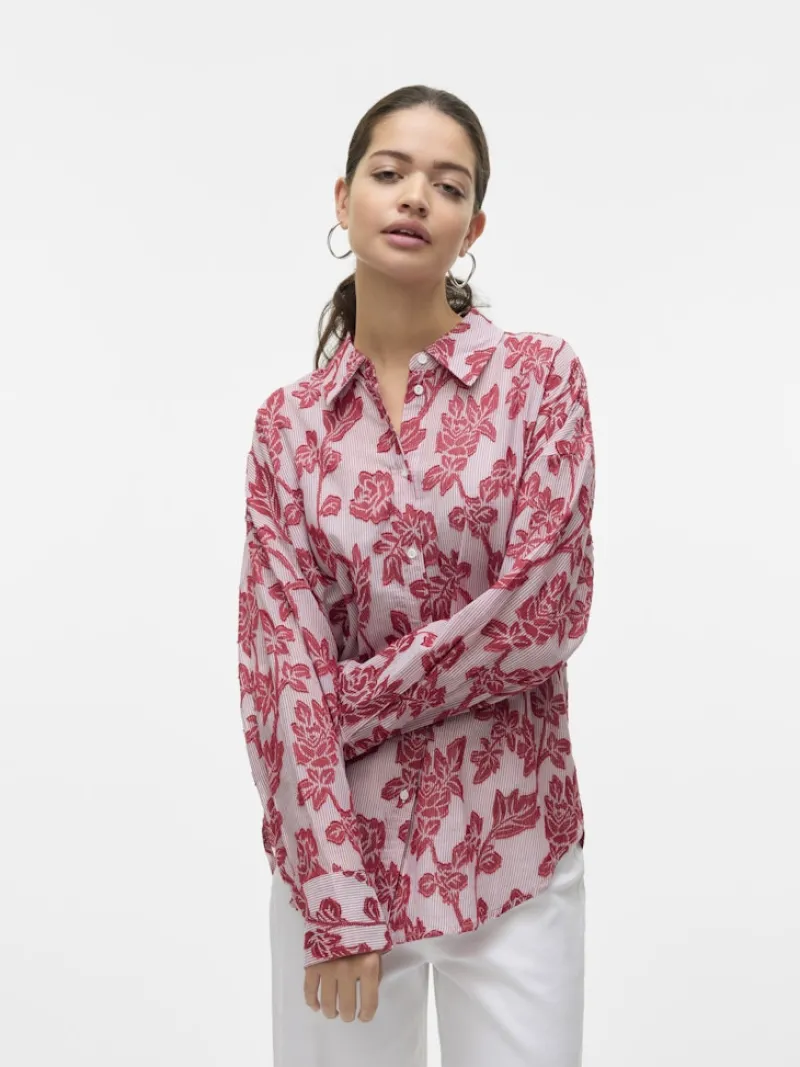 Vero Moda Blusen*VMFRANKIE LS SHIRT WVN karanda red