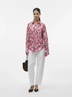 Vero Moda Blusen*VMFRANKIE LS SHIRT WVN karanda red