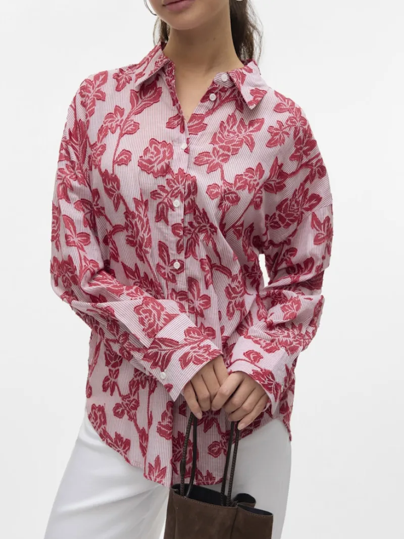 Vero Moda Blusen*VMFRANKIE LS SHIRT WVN karanda red