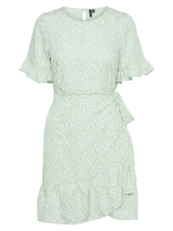 Vero Moda Kleider*VMHENNA 2/4 O-NECK SHORT DRESS NOOS Pastel Green