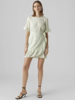 Vero Moda Kleider*VMHENNA 2/4 O-NECK SHORT DRESS NOOS Pastel Green