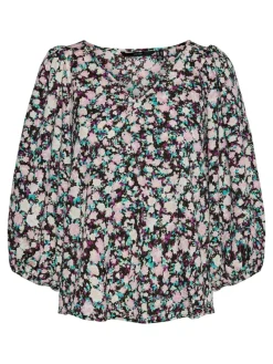 Vero Moda Blusen*VMINGA 2/4 V-NECK TOP WVN Black