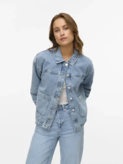 Vero Moda Jacken*VMJAMIE LS DENIM SHACKET MIX GA NOOS Light Blue Denim
