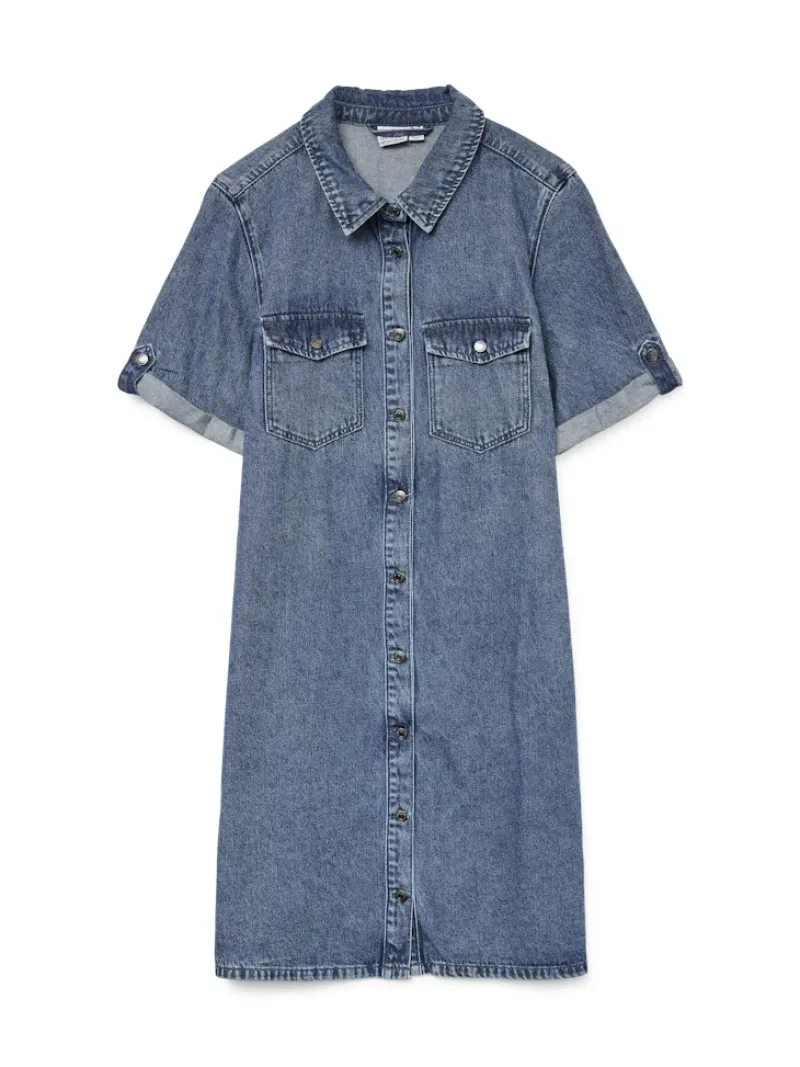 Vero Moda Kleider*VMJENNIE SS SHORT DENIM DRESS GA NOOS Medium Blue Denim