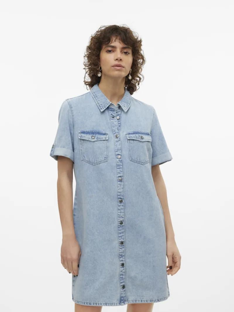 Vero Moda Kleider*VMJENNIE SS SHORT DENIM DRESS GA NOOS Light Blue Denim