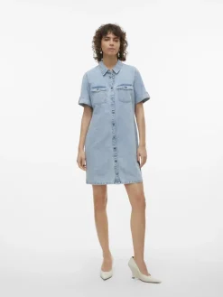 Vero Moda Kleider*VMJENNIE SS SHORT DENIM DRESS GA NOOS Light Blue Denim