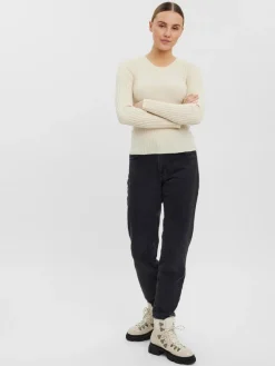 Vero Moda Pullover & Sweatshirts*VMKIKI LS O-NECK RIB BLOUSE GA NOOS birch