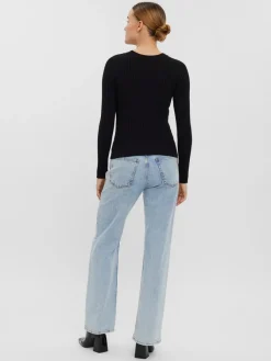 Vero Moda Pullover & Sweatshirts*VMKIKI LS O-NECK RIB BLOUSE GA NOOS black1