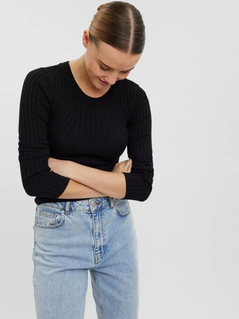 Vero Moda Pullover & Sweatshirts*VMKIKI LS O-NECK RIB BLOUSE GA NOOS black1
