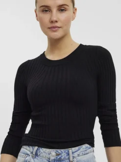 Vero Moda Pullover & Sweatshirts*VMKIKI LS O-NECK RIB BLOUSE GA NOOS black1
