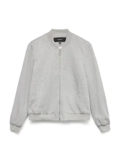 Vero Moda Pullover & Sweatshirts*VMKIMIKO LS SHORT JERSEY BOMBER NOOS Light Grey Melange