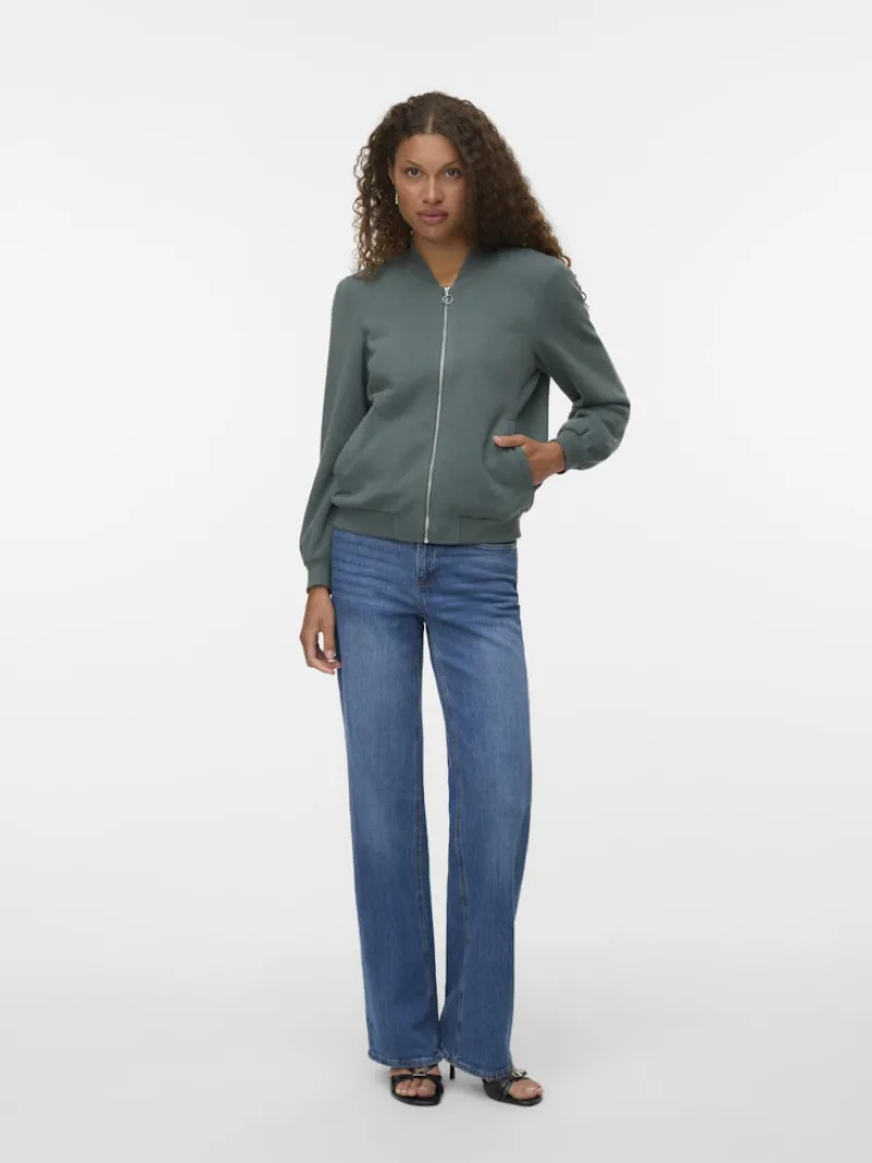 Vero Moda Pullover & Sweatshirts*VMKIMIKO LS SHORT JERSEY BOMBER NOOS Balsam Green