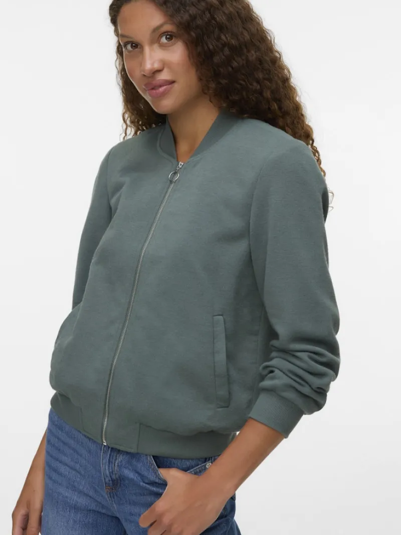 Vero Moda Pullover & Sweatshirts*VMKIMIKO LS SHORT JERSEY BOMBER NOOS Balsam Green