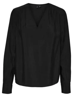 Vero Moda Blusen*VMLENA LS PLEAT TOP WVN NOOS Black