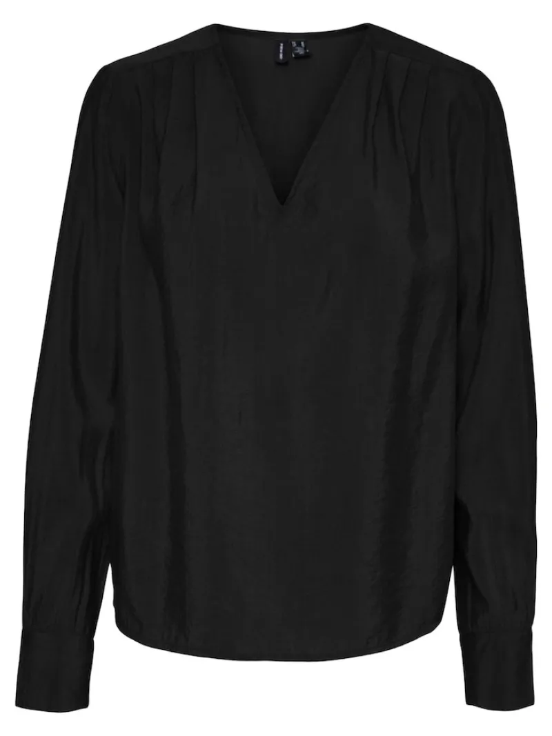 Vero Moda Blusen*VMLENA LS PLEAT TOP WVN NOOS Black