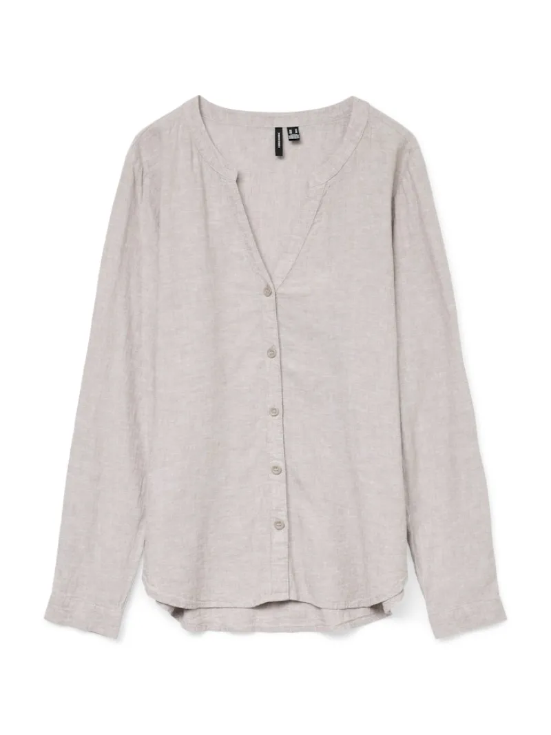 Vero Moda Blusen*VMLINN LS V-NECK SHIRT WVN NOOS moon rock