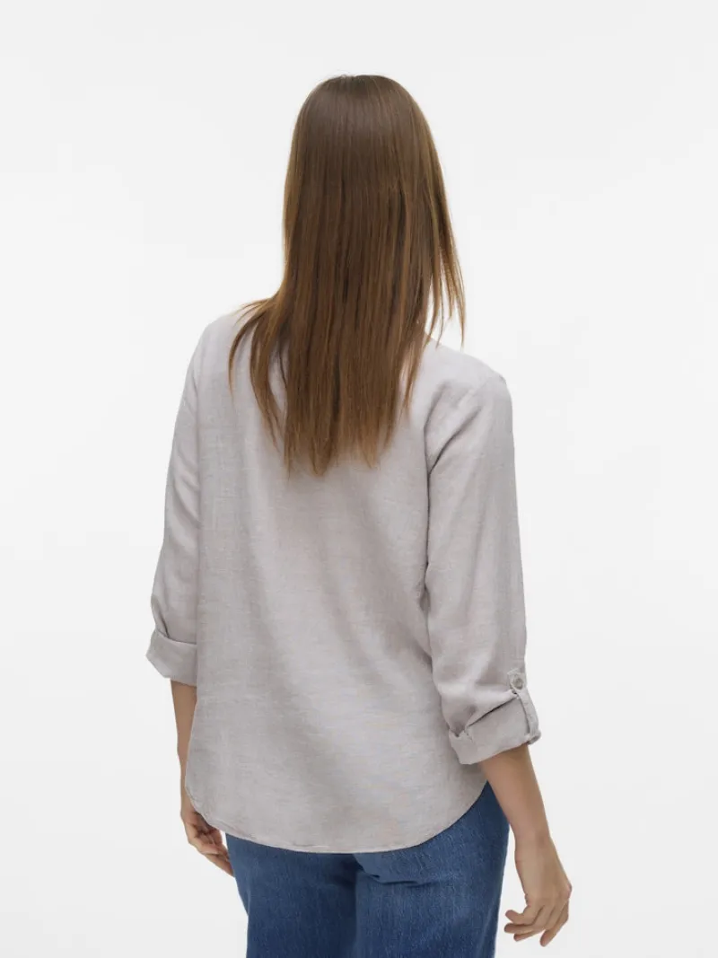 Vero Moda Blusen*VMLINN LS V-NECK SHIRT WVN NOOS moon rock