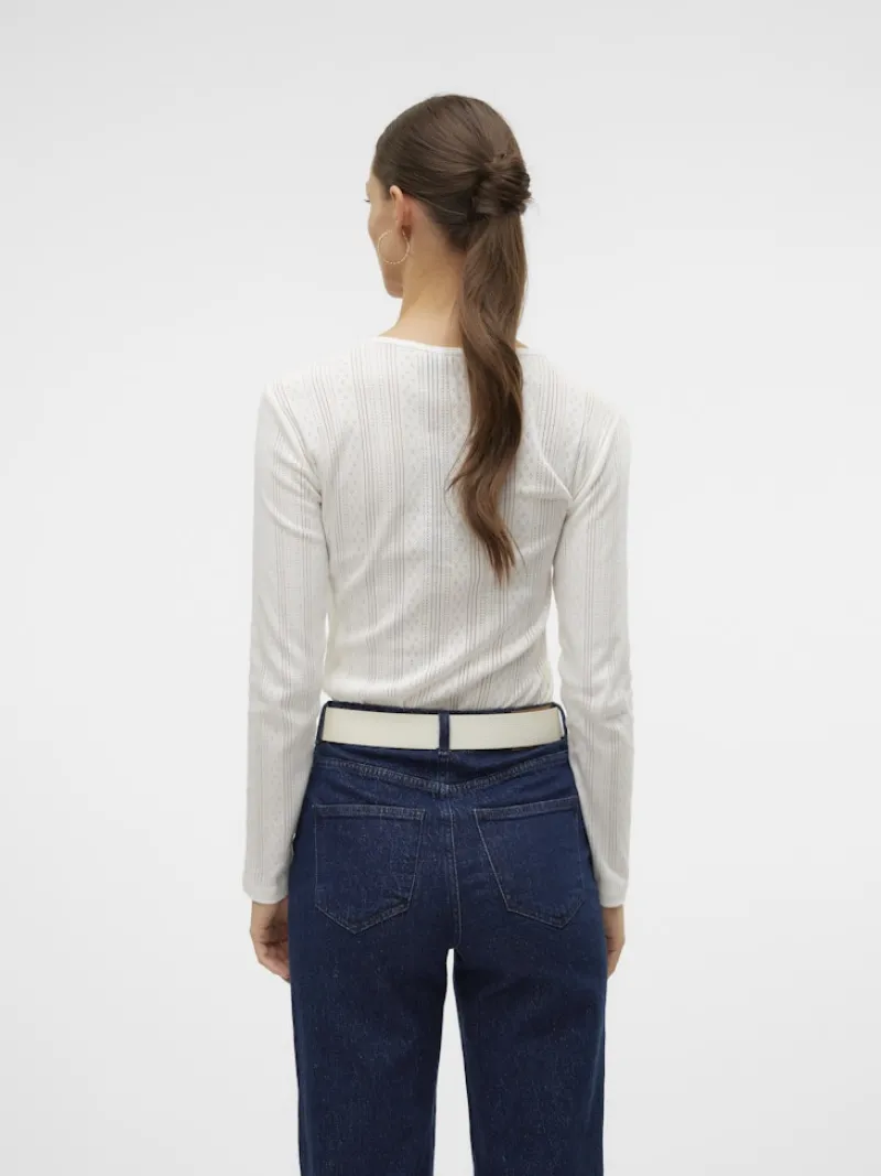 Vero Moda Shirts*VMLISA POINTELLE LS TOP JRS NOOS Snow White
