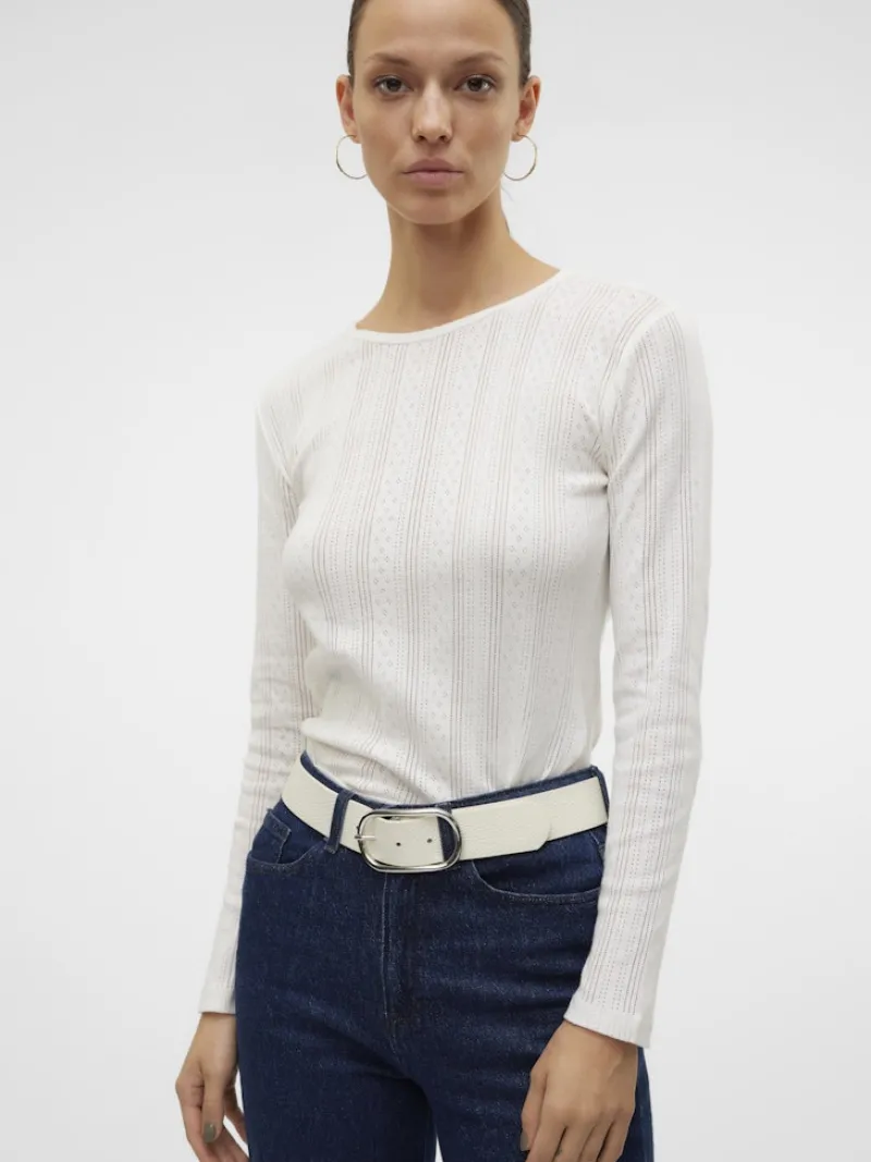 Vero Moda Shirts*VMLISA POINTELLE LS TOP JRS NOOS Snow White