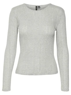 Vero Moda Shirts*VMLISA POINTELLE LS TOP JRS NOOS Light Grey Melange