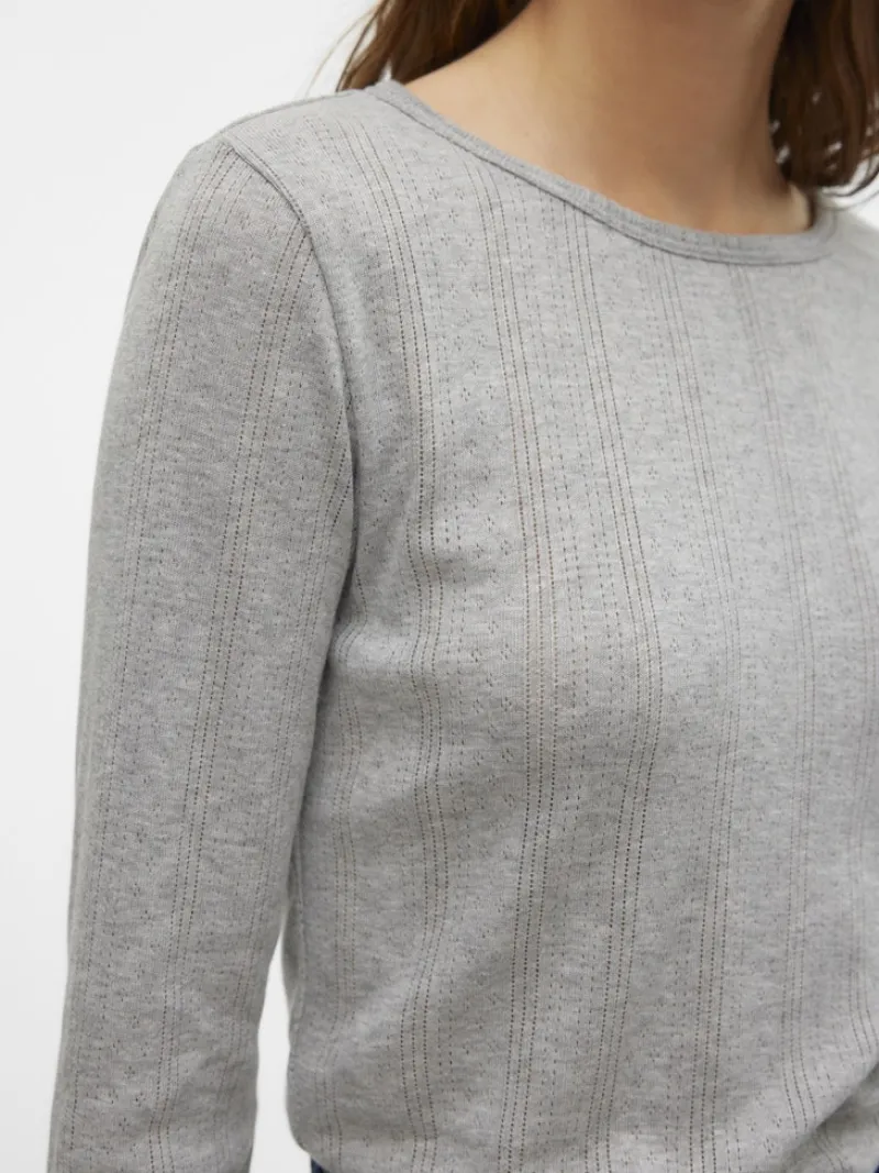 Vero Moda Shirts*VMLISA POINTELLE LS TOP JRS NOOS Light Grey Melange