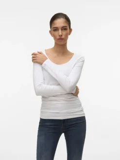Vero Moda Shirts*VMMAXI MY LS SOFT LONG U-NECK NOOS Bright White
