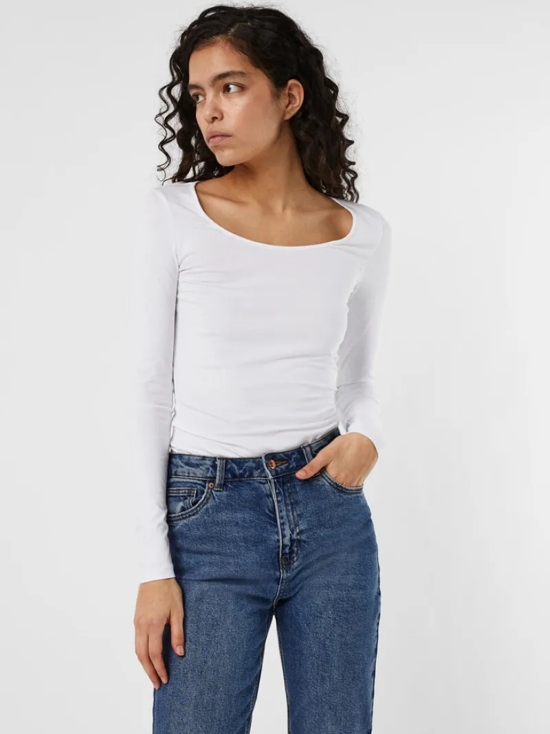 Vero Moda Shirts*VMMAXI MY LS SOFT LONG U-NECK NOOS Bright White